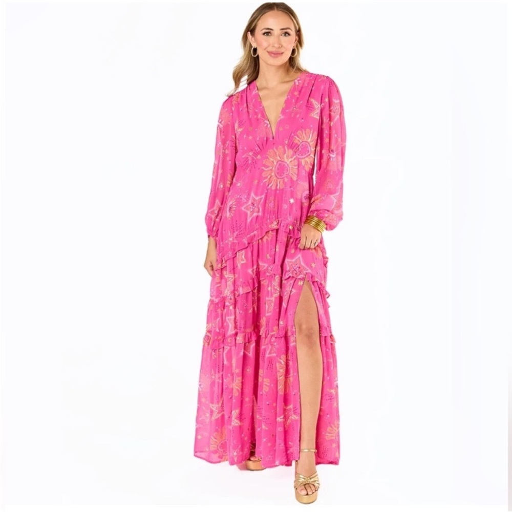 NWT Buddy Love Zodiac Pink Long Sleeve V-Neck Dress